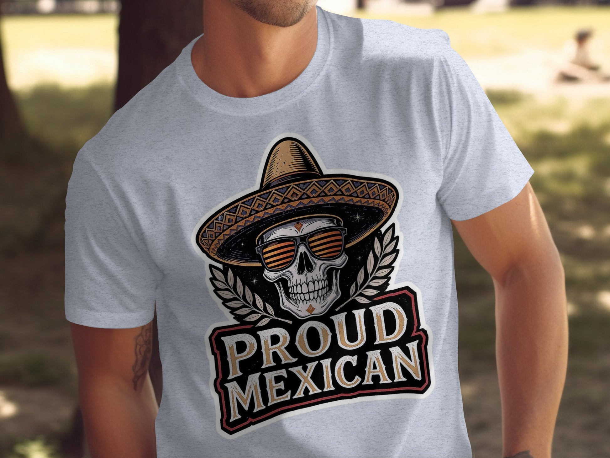Proud Mexican Skull with Hat Graphic T-shirt product