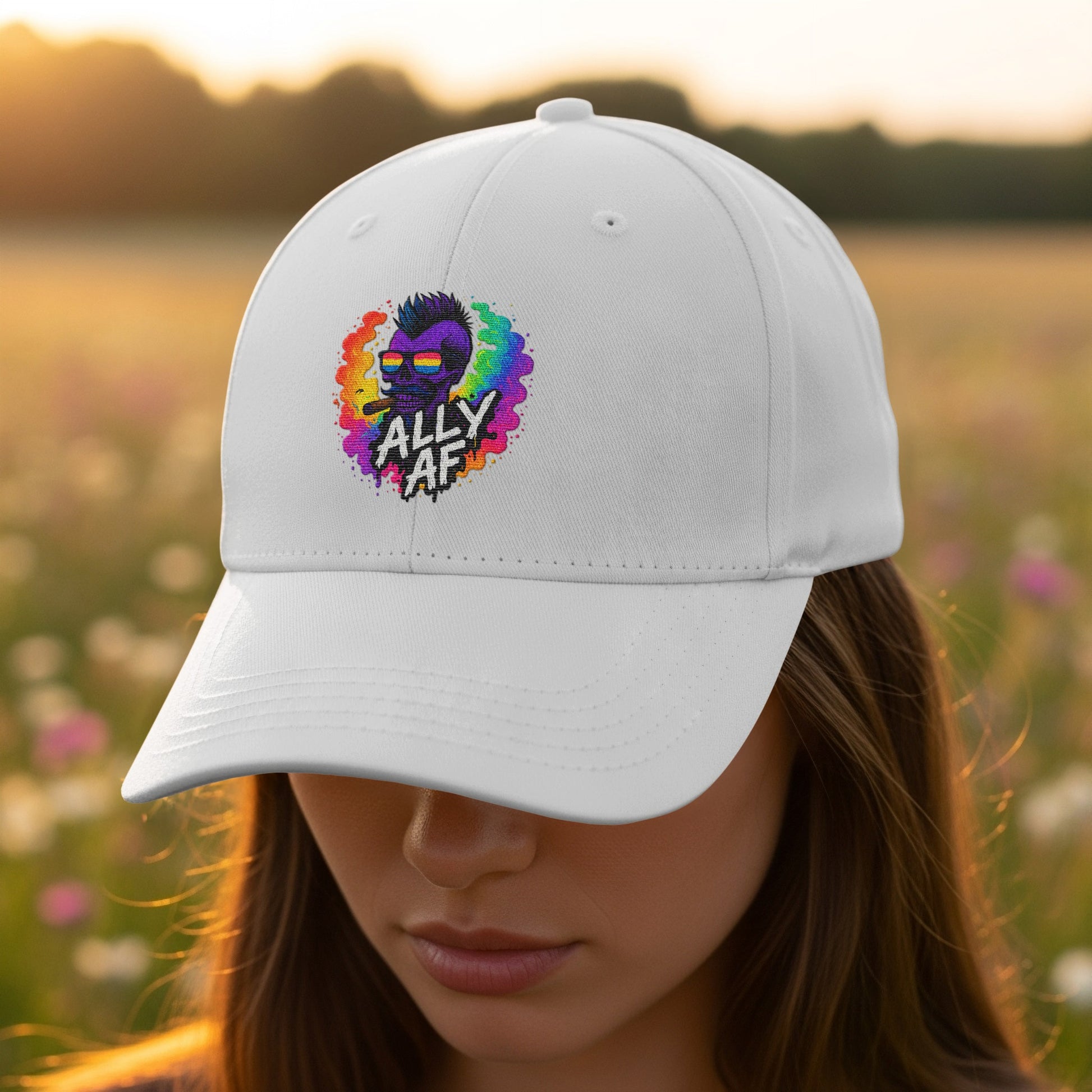 Rainbow Ally AF Embroidered White Cap Hat product type