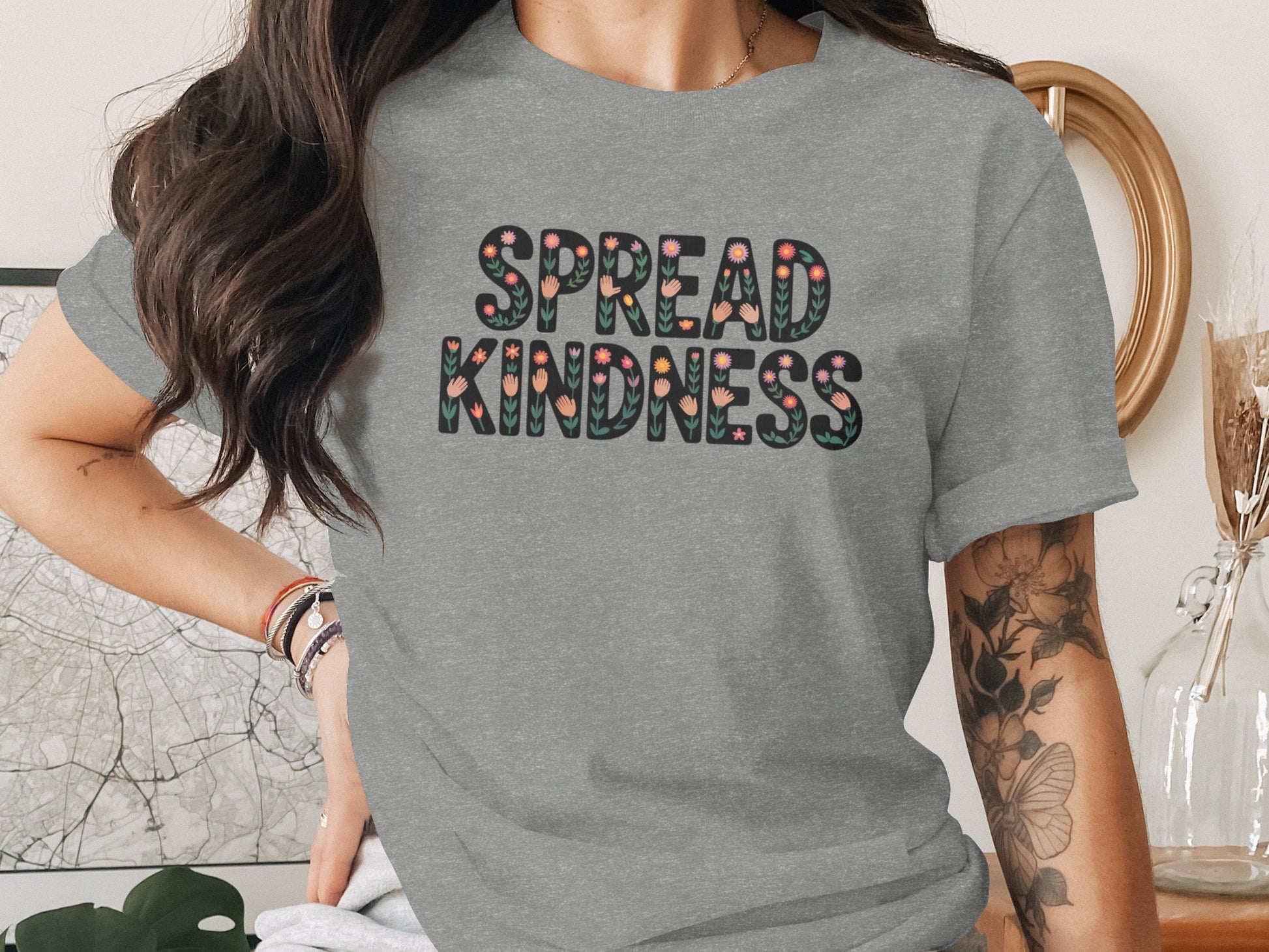 Spread Kindness Floral Print Graphic Tee Shirt