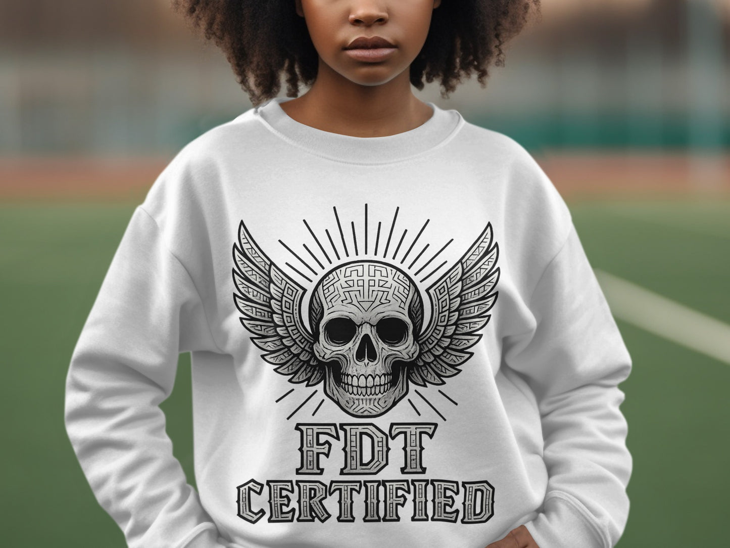 FDT Certified Winged Skull Graphic Sweatshirt