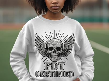FDT Certified Winged Skull Graphic Sweatshirt