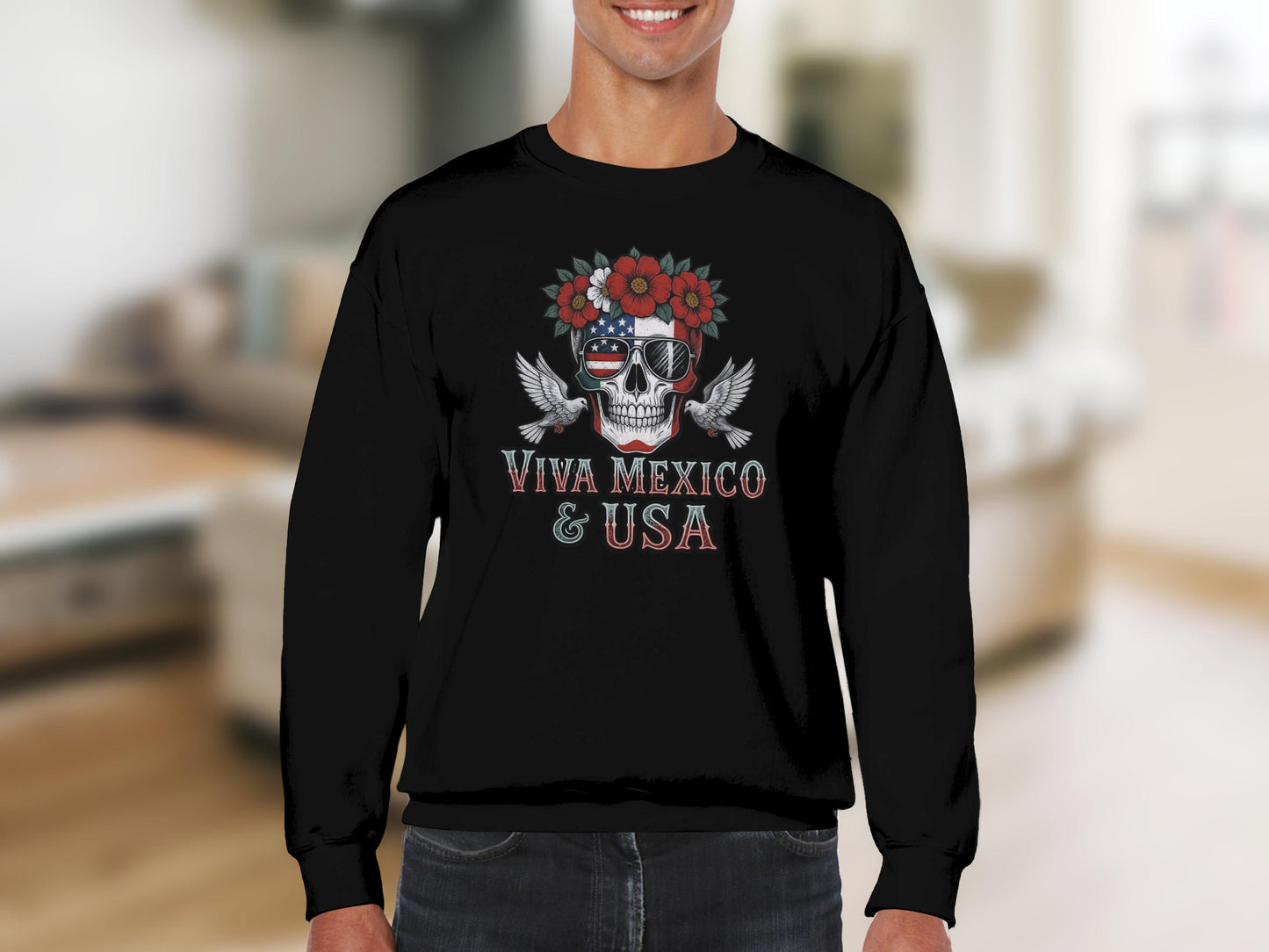 Viva Mexico USA Skull Wings Design Sweatshirt product