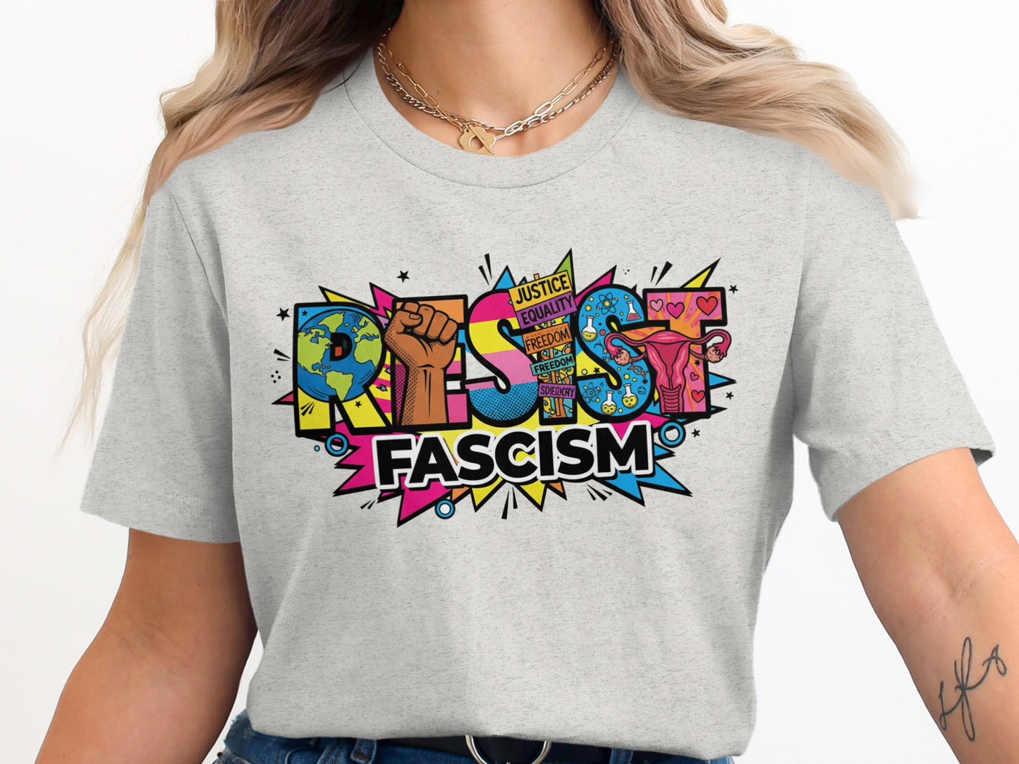Resist Fascism Colorful Graphic Tee product