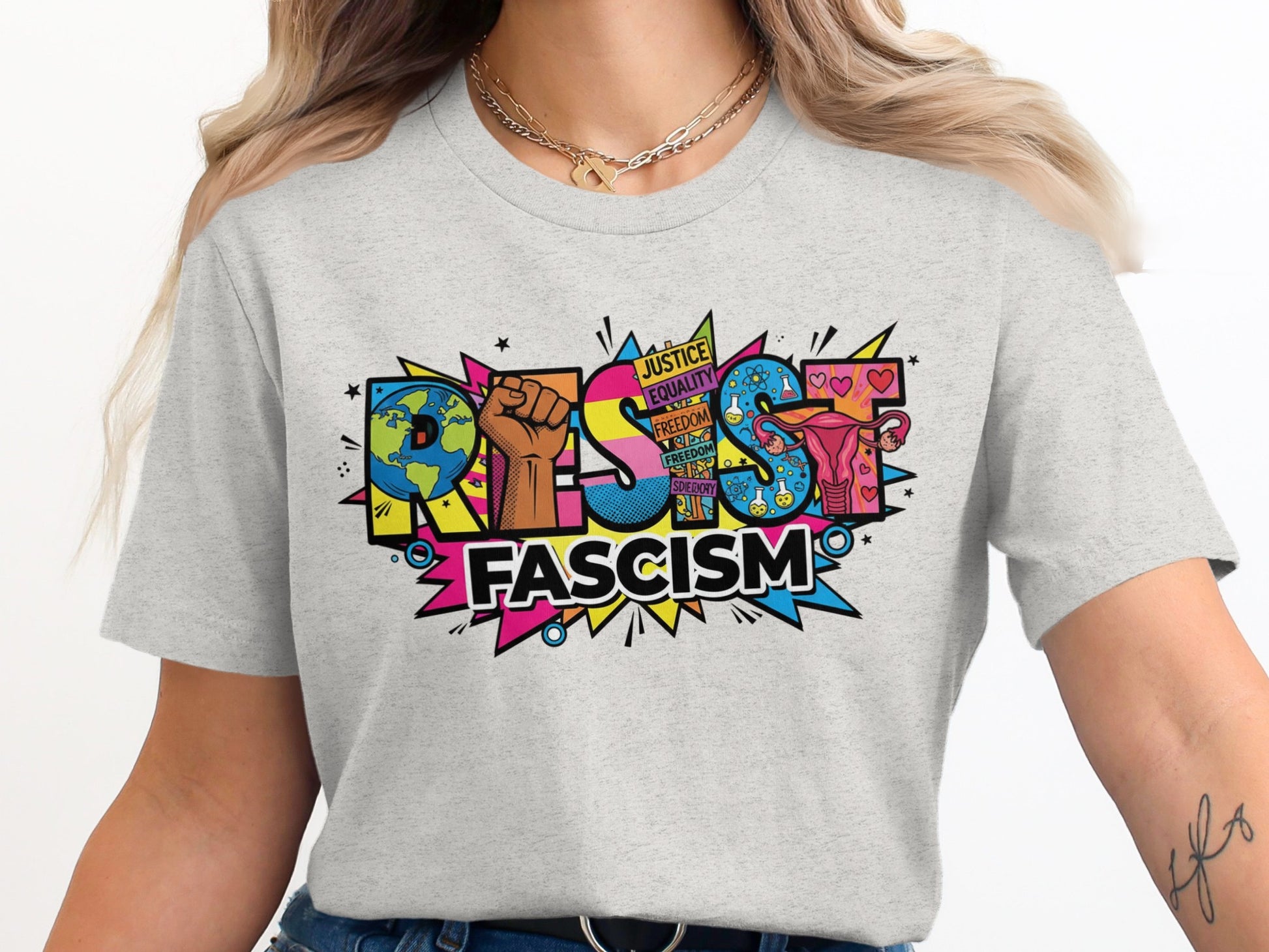 Resist Fascism Colorful Graphic Tee product