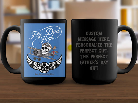 Fly Dad High Airplane Skull Design Father's Day Mug product