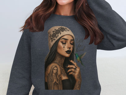 Let's Be Kind Tattooed Woman Graphic Sweatshirt product type