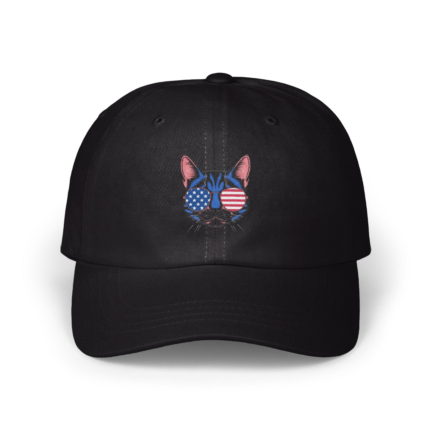 Patriotic Cat Embroidery Design on Black Hat product