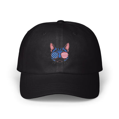 Patriotic Cat Embroidery Design on Black Hat product