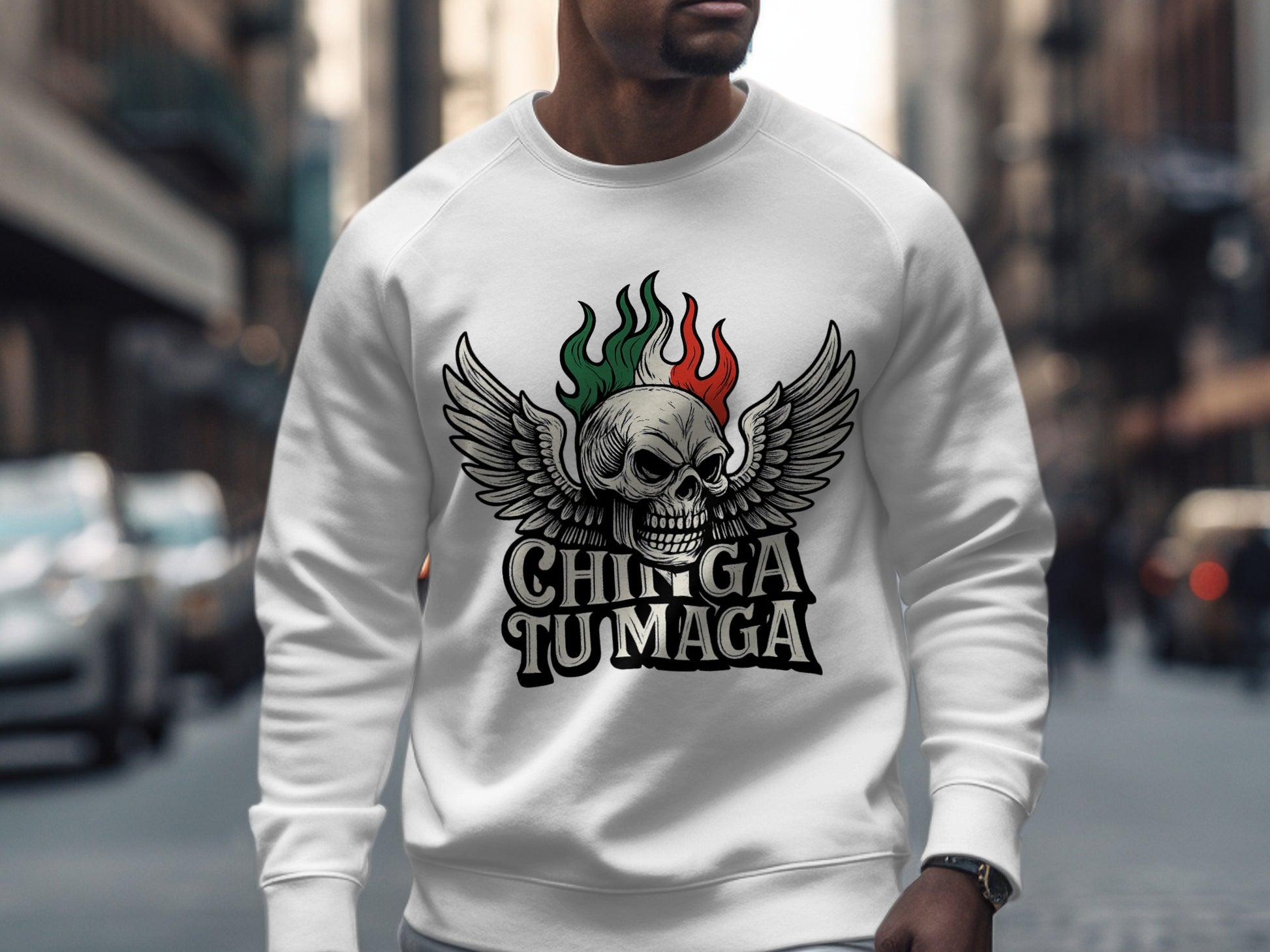 Bold Skull and Wings Design Sweatshirt product