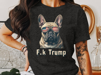 French Bulldog with F.k Trump Graphic Shirt product type