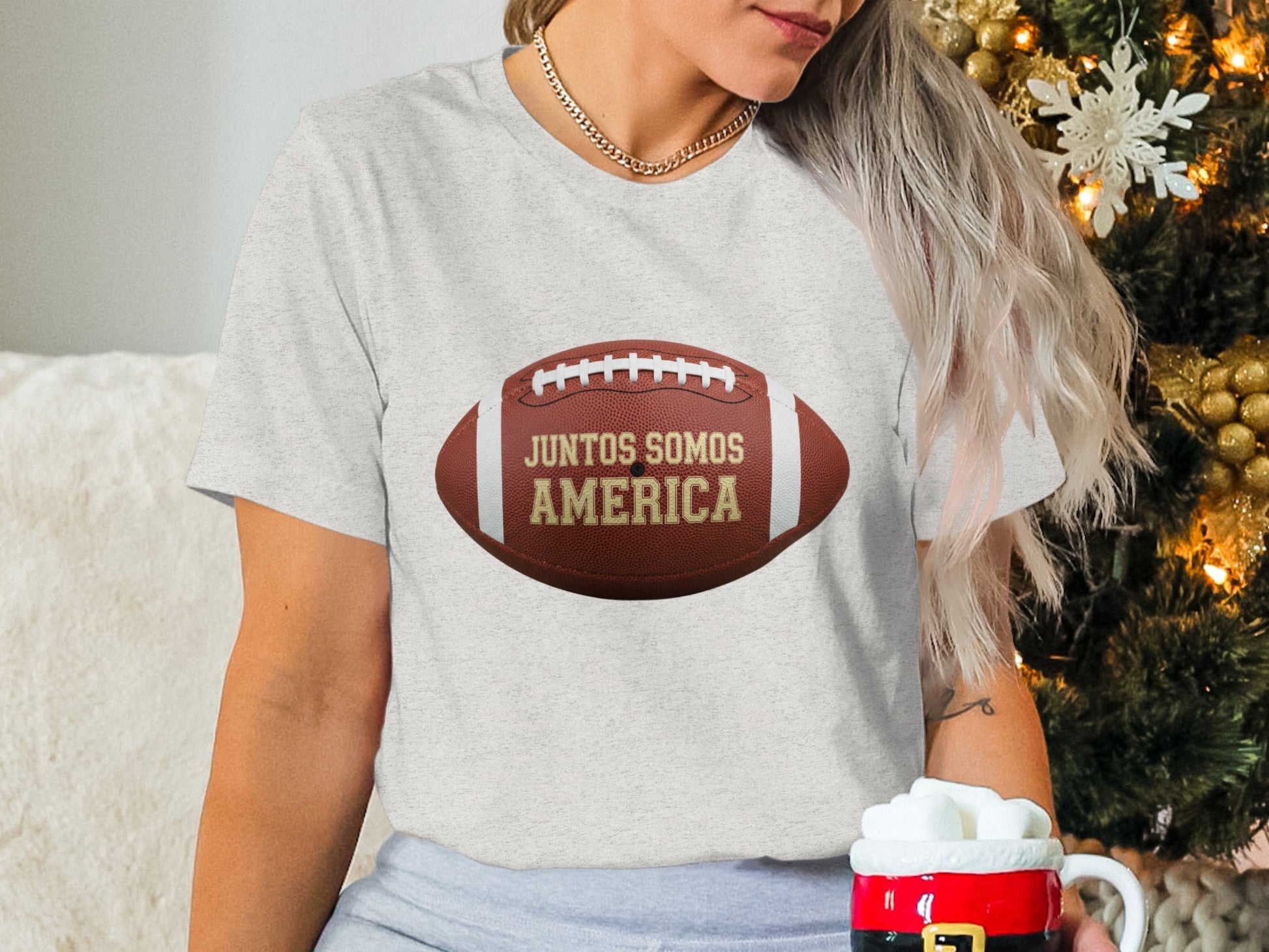 Juntos Somos America Football Design T-Shirt Product