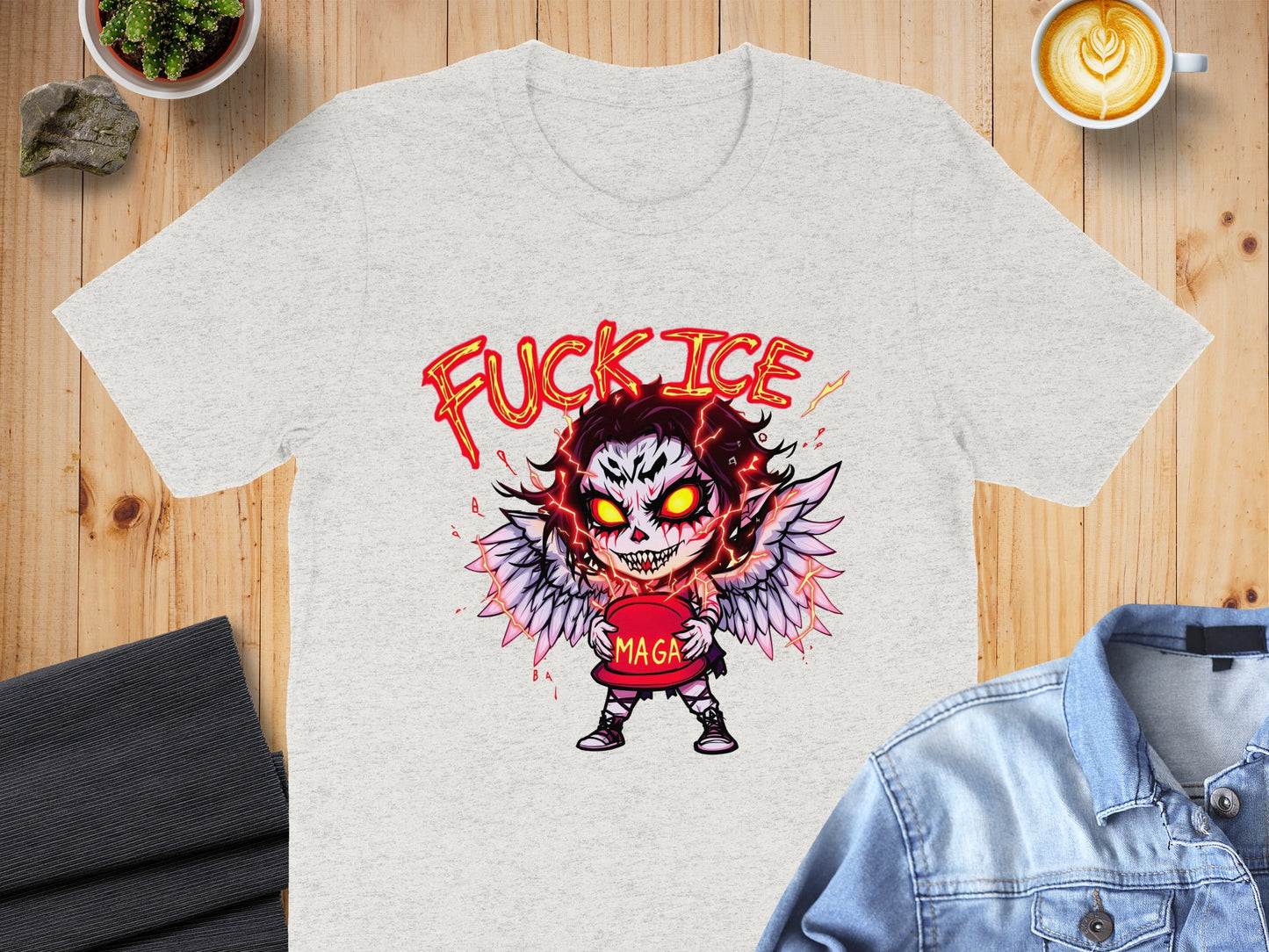Winged Fiery Skull Character Graphic T-Shirt product
