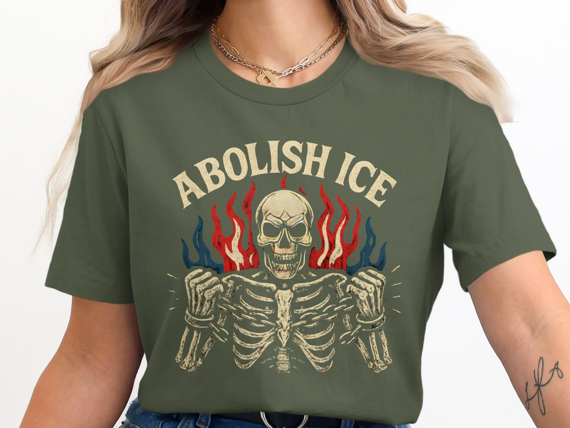 Abolish Ice Skeleton Graphic Design T-Shirt product