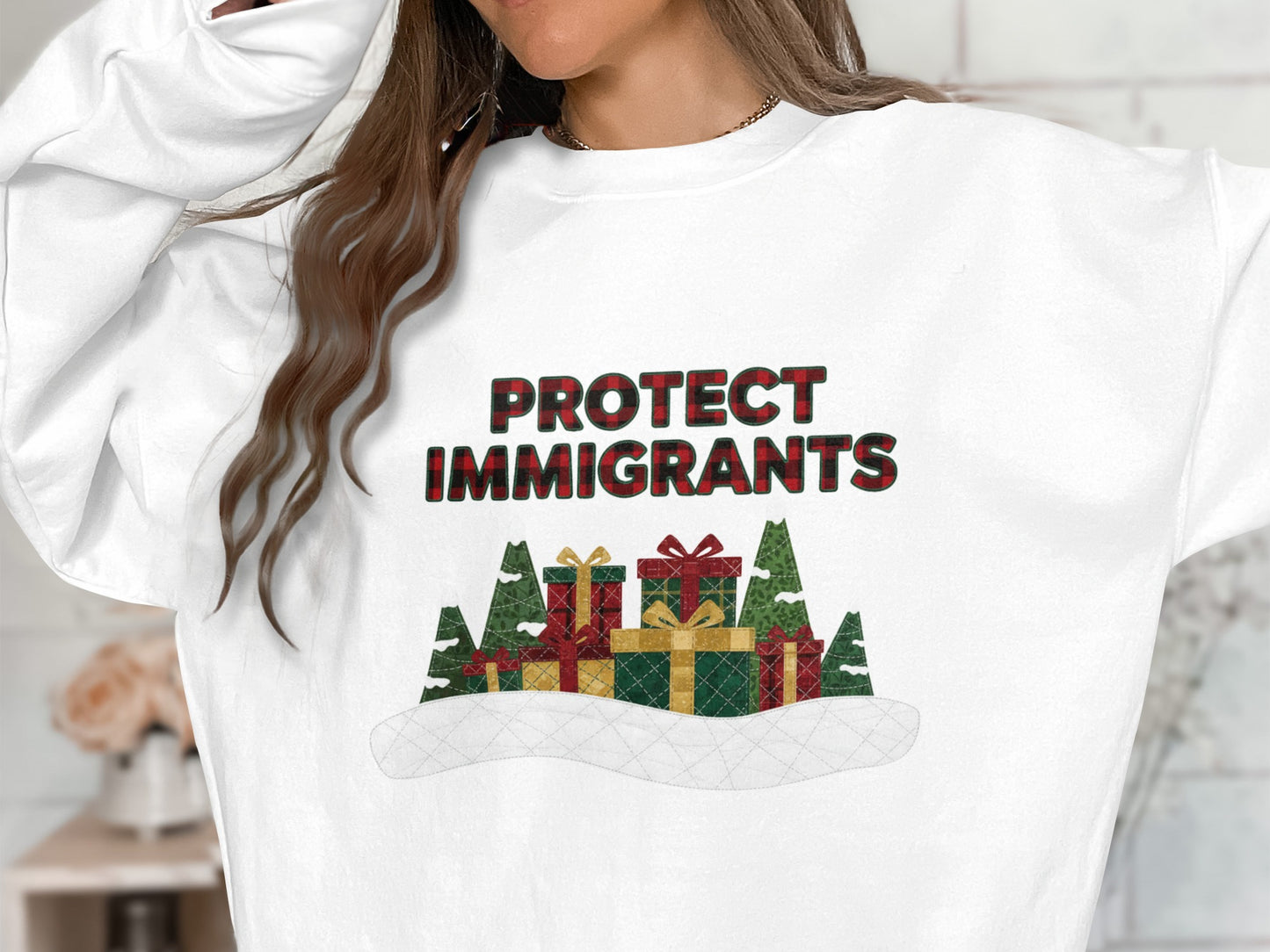 Protect Immigrants Holiday Graphic Sweatshirt