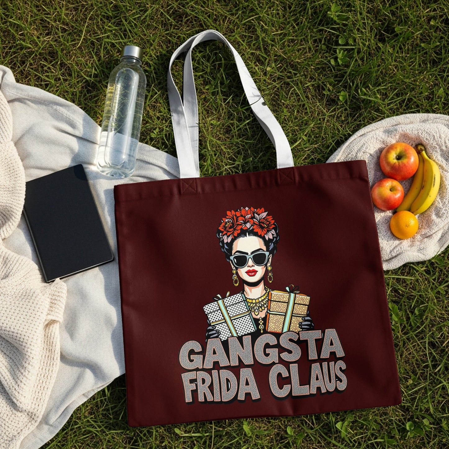 Gangsta Frida Claus tote bag for holiday shopping