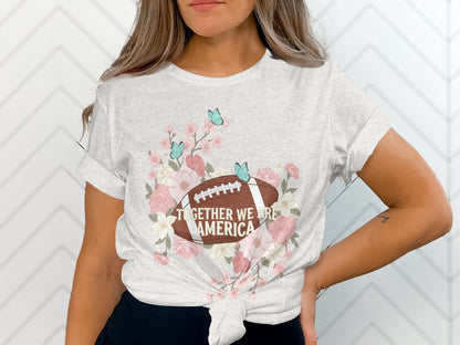 Together We Are America Butterfly Floral Football Shirt