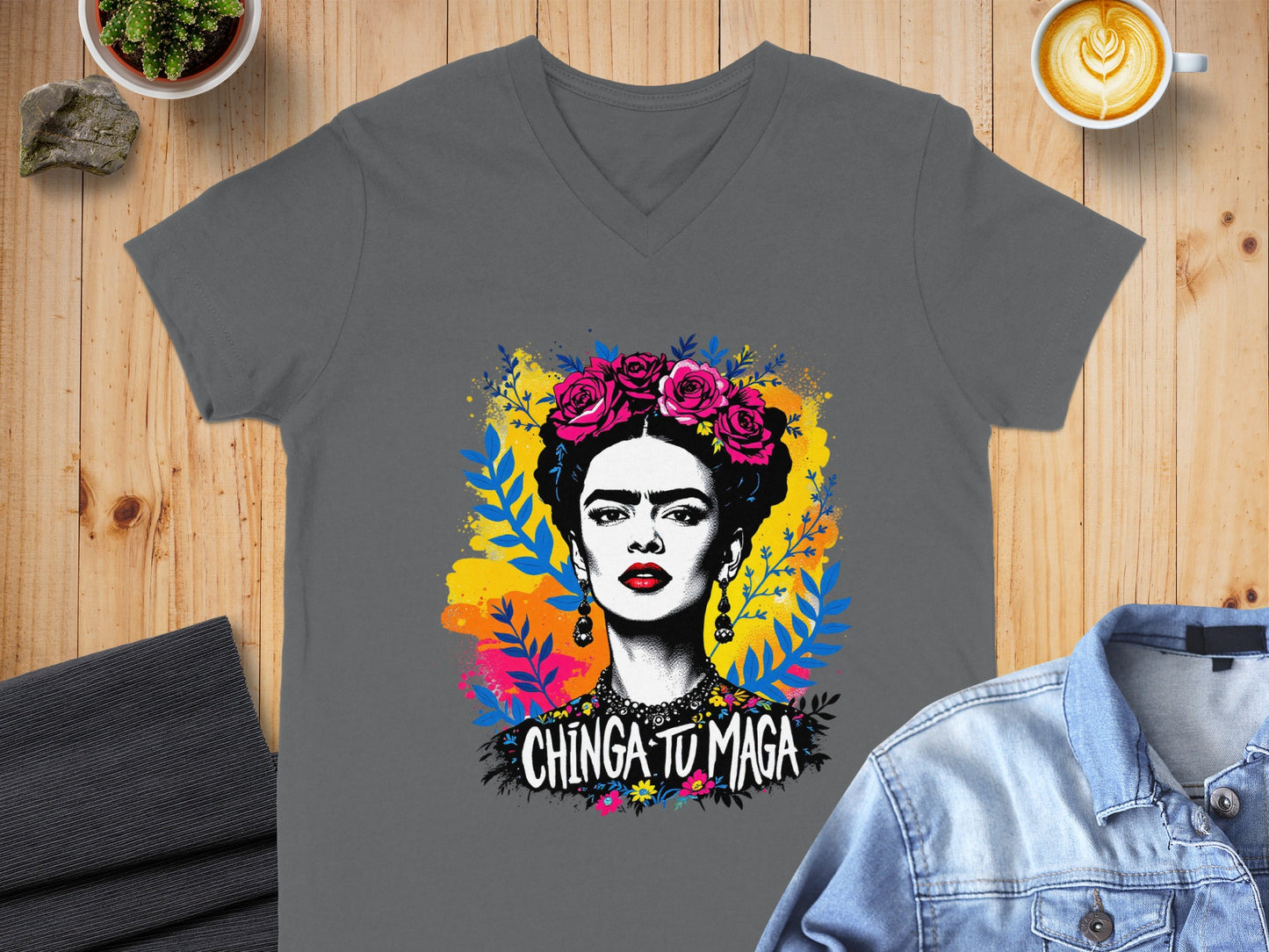Vibrant Chinga Tu Maga Graphic Print T-shirt