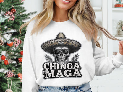 Chinga Tu Maga Skull Design Print Shirt product type