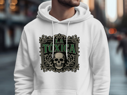 La Toxica Skull Design White Hoodie product