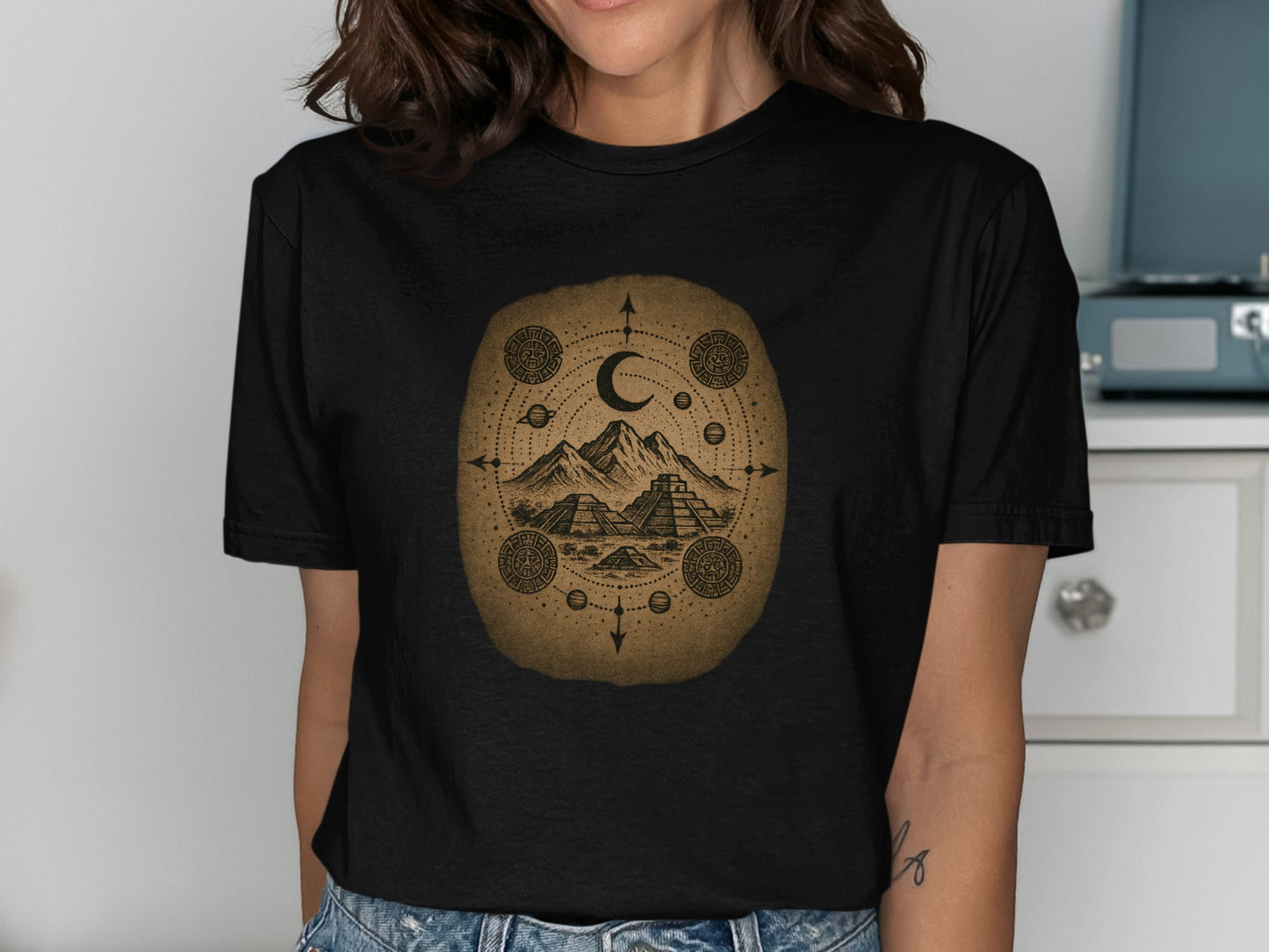 Mystical Mountain Graphic Black Short Sleeve Shirt product
