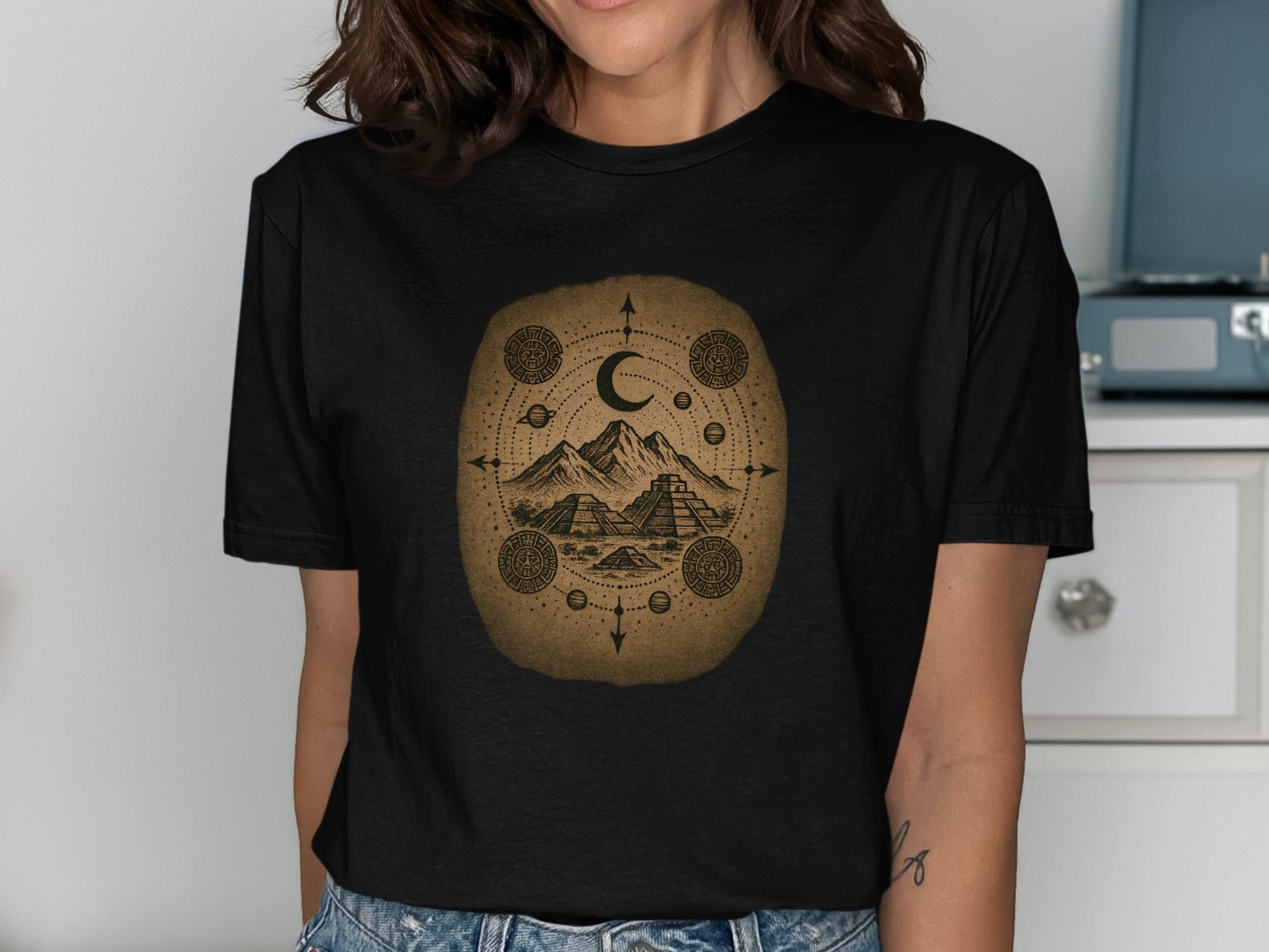 Mystical Mountain Graphic Black Short Sleeve Shirt product