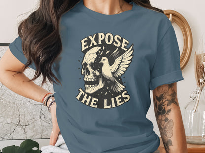 Expose The Lies Skull And Dove Graphic T-Shirt Product