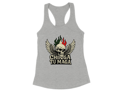 Chinga Tu Maga Skull Winged Racerback Tank Top