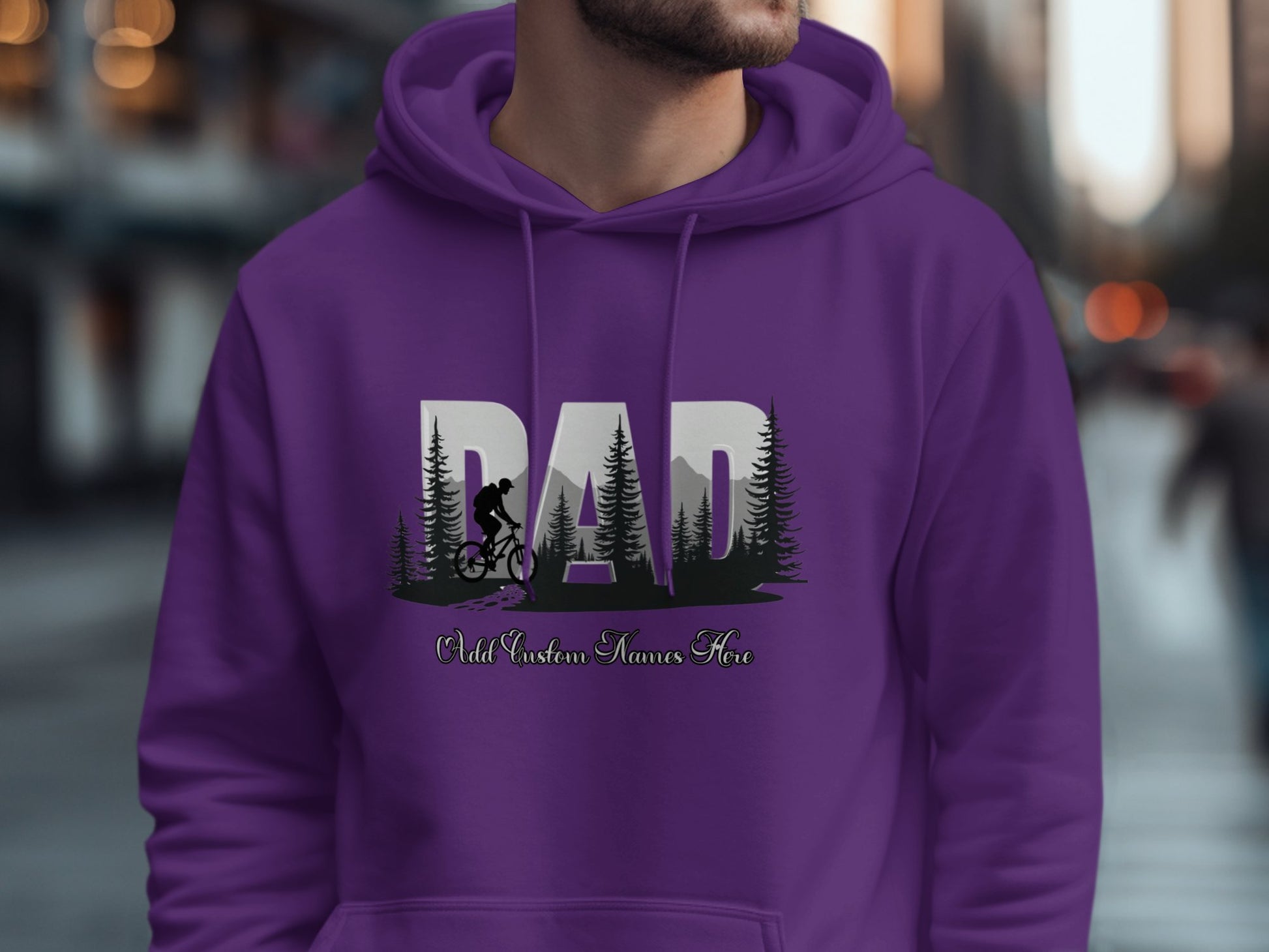 Dad with Custom Names Here Forest Design Hoodie product