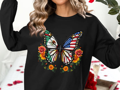 Butterfly and Floral Graphic Sweatshirt casual product