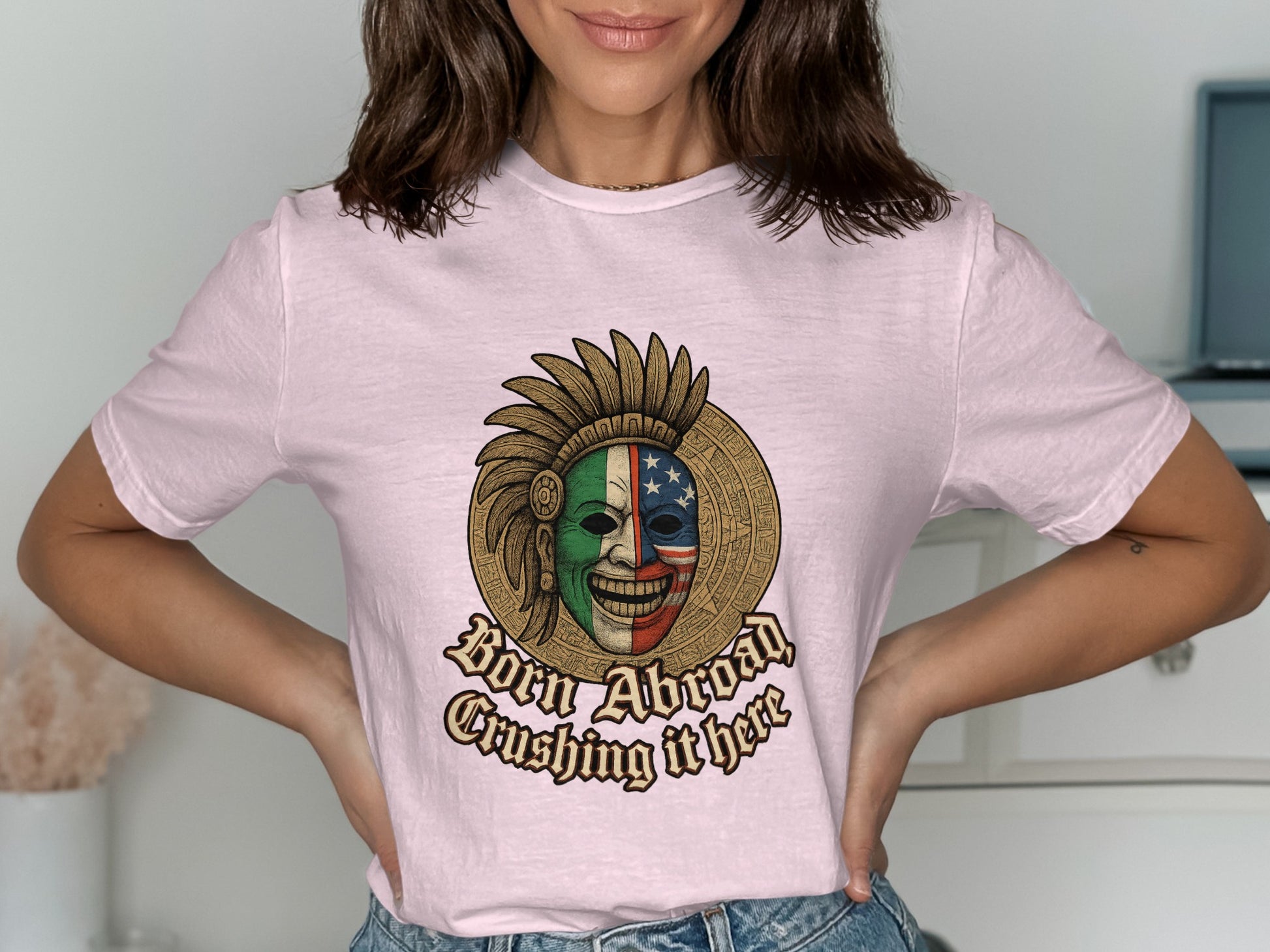 Born Abroad Crushing It Here Graphic T Shirt product