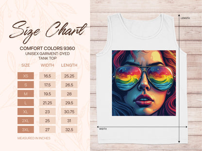 Vivid Female Portrait with Sunglasses Tank Top product