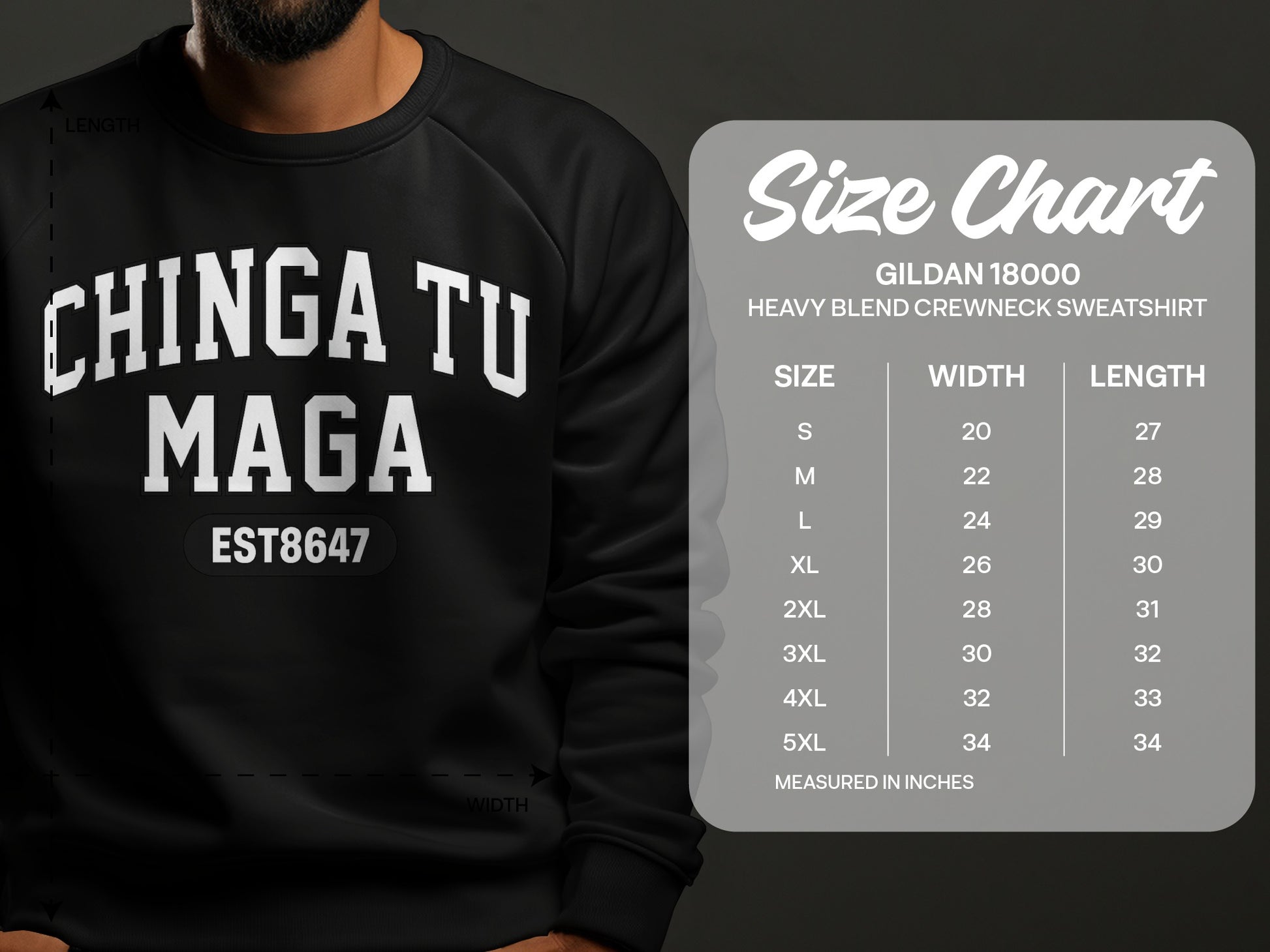 Chinga Tu Maga Est 8647 Printed Sweatshirt Unisex
