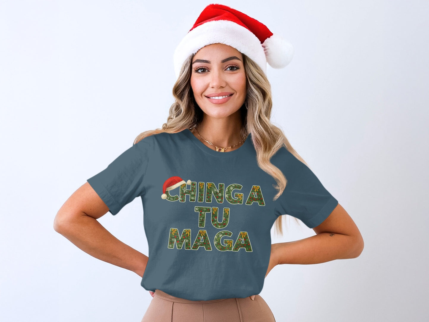 Chinga Tu Maga Santa Hat Tee Ideal for Festive Seasons