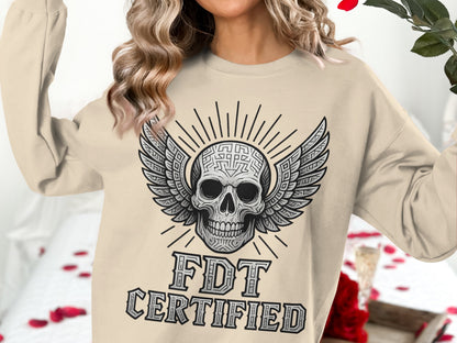 FDT Certified Graphic Skull Design Sweatshirt