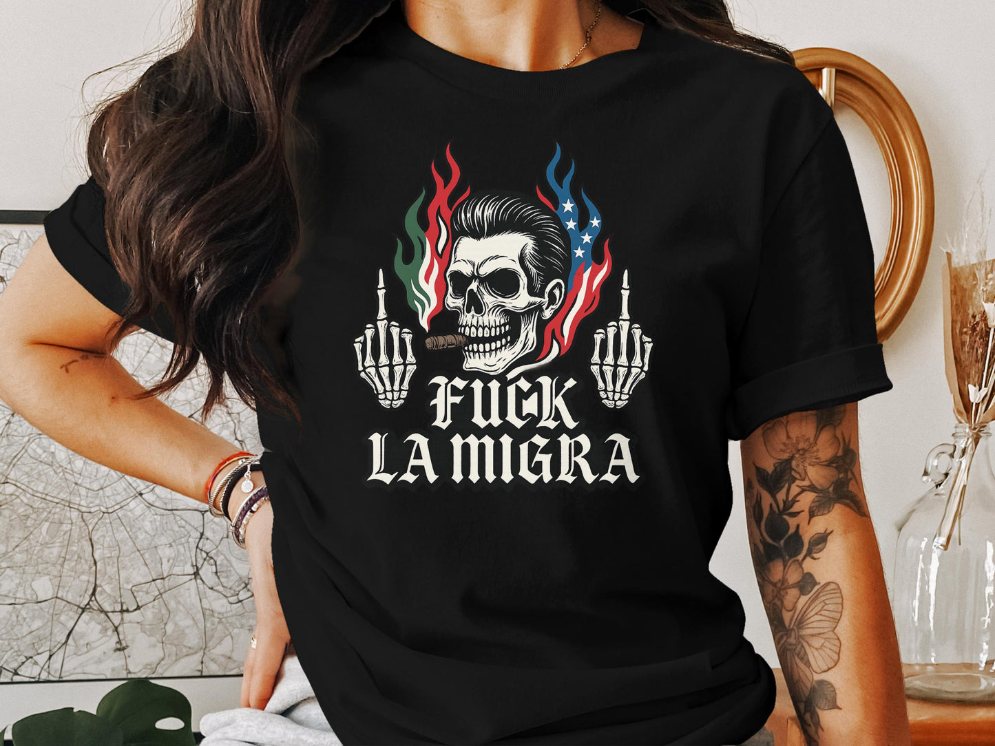 Statement Skull and Skeleton Hands Graphic Tee Shirt Product