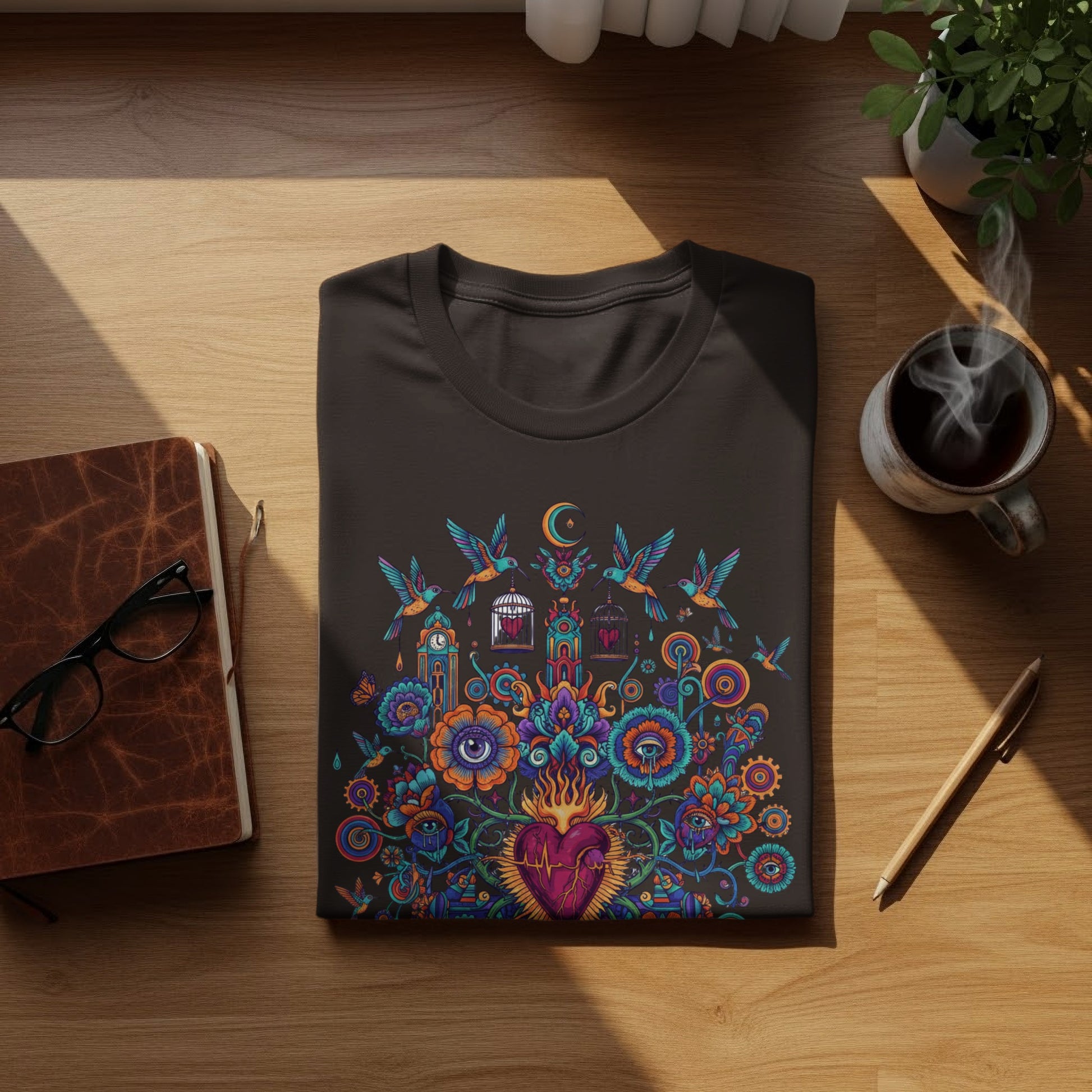Vibrant Sacred Heart Hummingbird Floral Eye Art product type