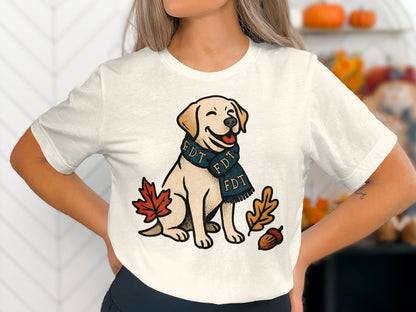 Cute Labrador Puppy Fall Leaves Autumn Design Shirt