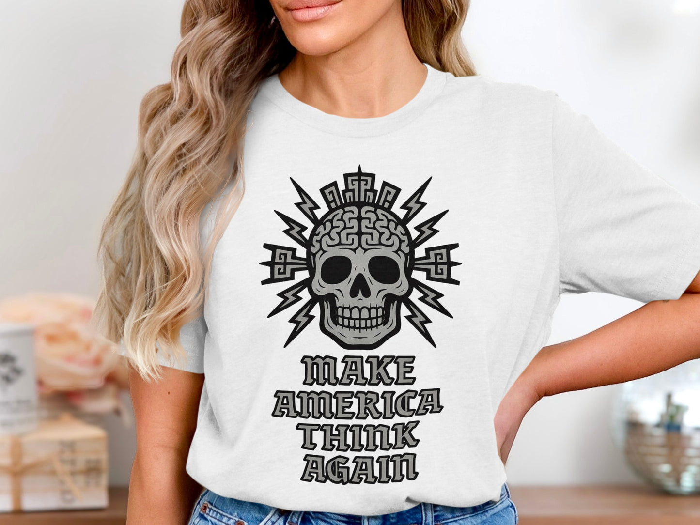 Make America Think Again Skull Graphic T-Shirt