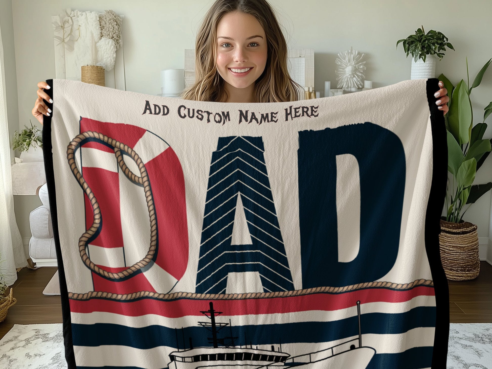 Personalized Nautical Dad Custom Name Blanket product type