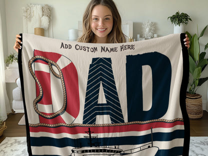 Personalized Nautical Dad Custom Name Blanket product type