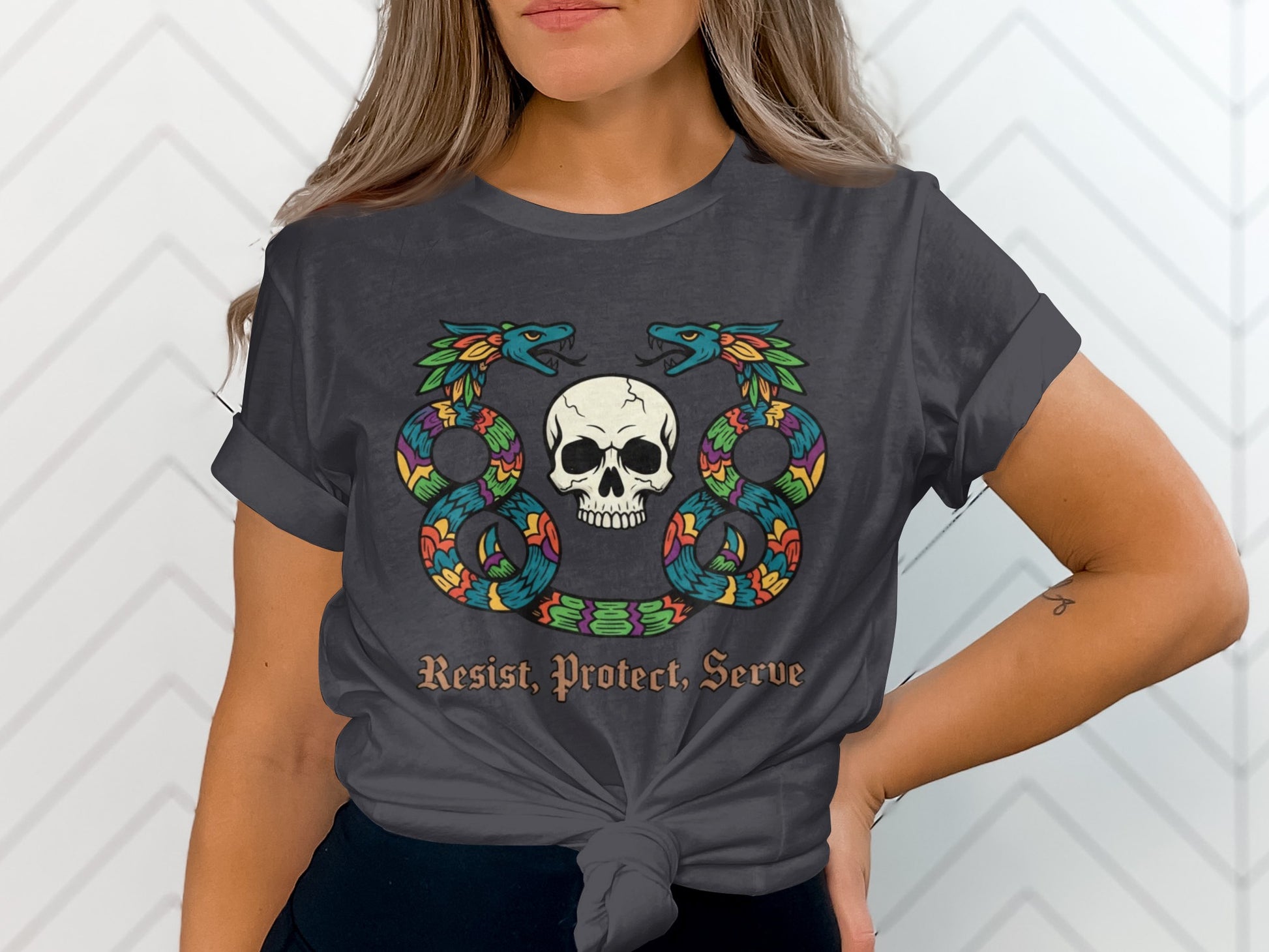 Resist Protect Serve Skull Graphic Short-Sleeve T-shirt