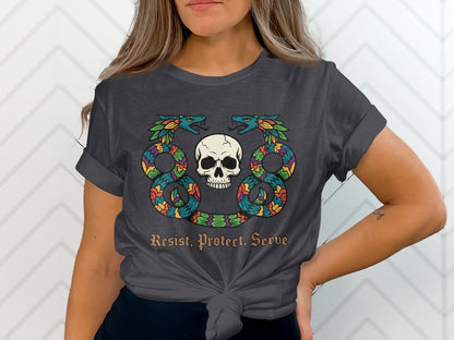 Resist Protect Serve Skull Graphic Short-Sleeve T-shirt
