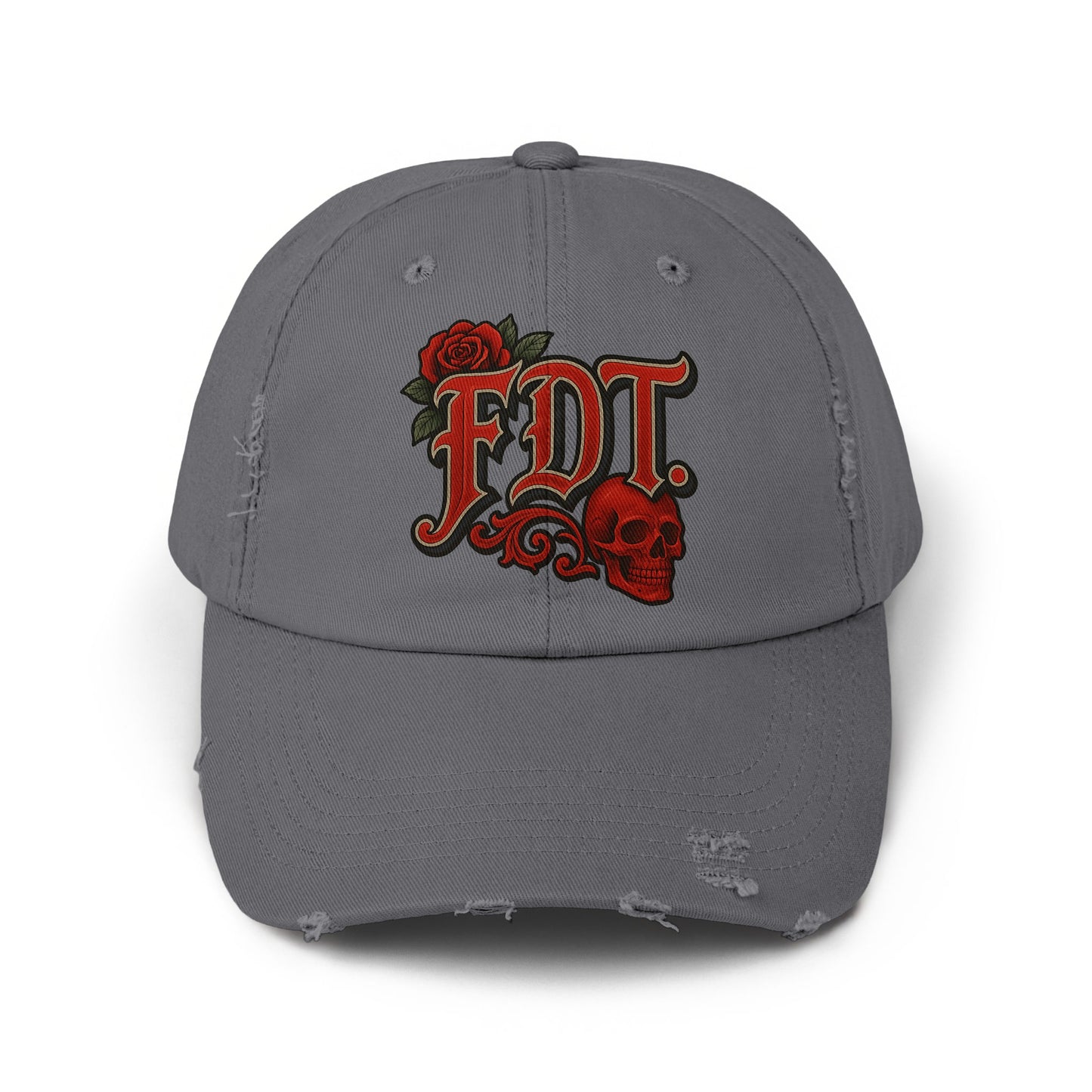 FDT Skull and Rose Embroidered Grey Cap product