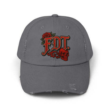 FDT Skull and Rose Embroidered Grey Cap product