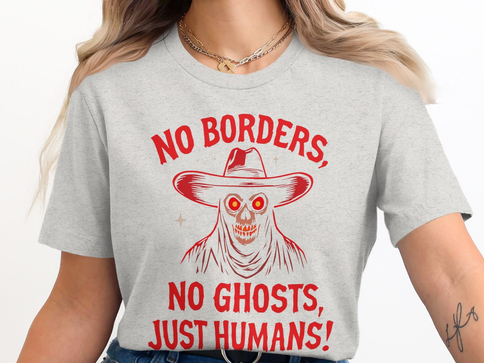 No Borders No Ghosts Just Humans Graphic Tee product