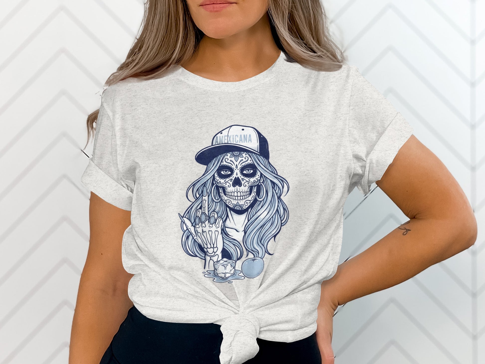 Americana Skull Artwork Womens Graphic T-Shirt