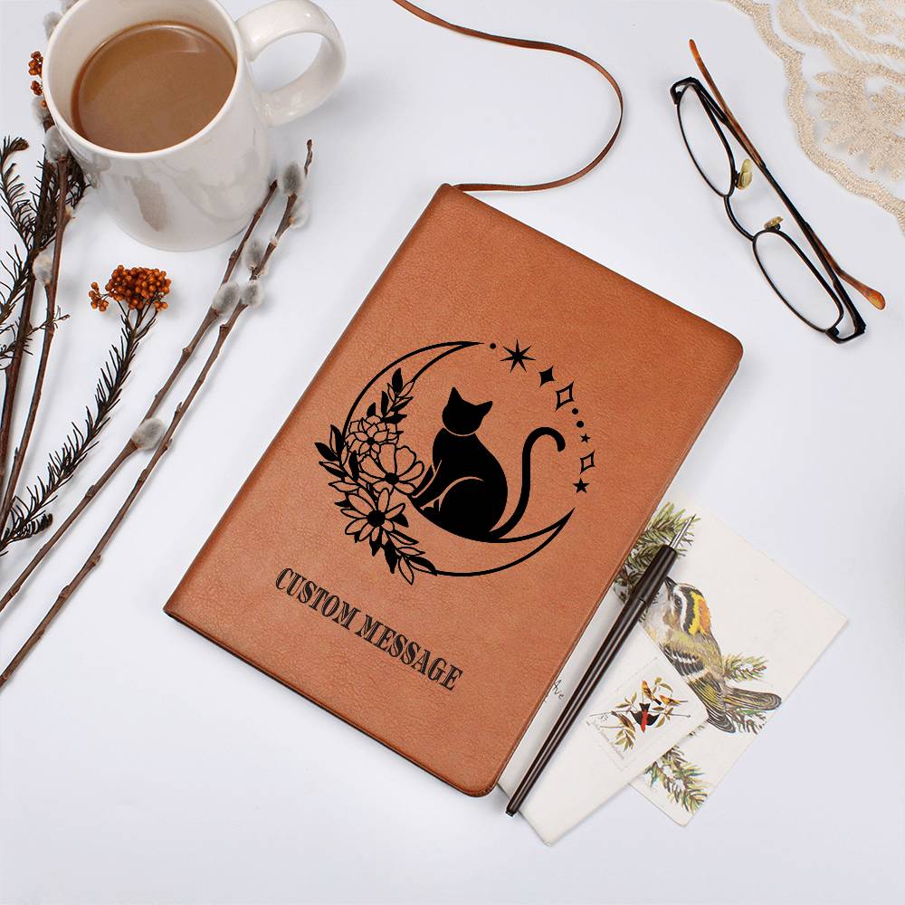 Cat Fan Lover Gift Journal Gift Unique Graphic Vegan Leather Journal - Personalized Gift