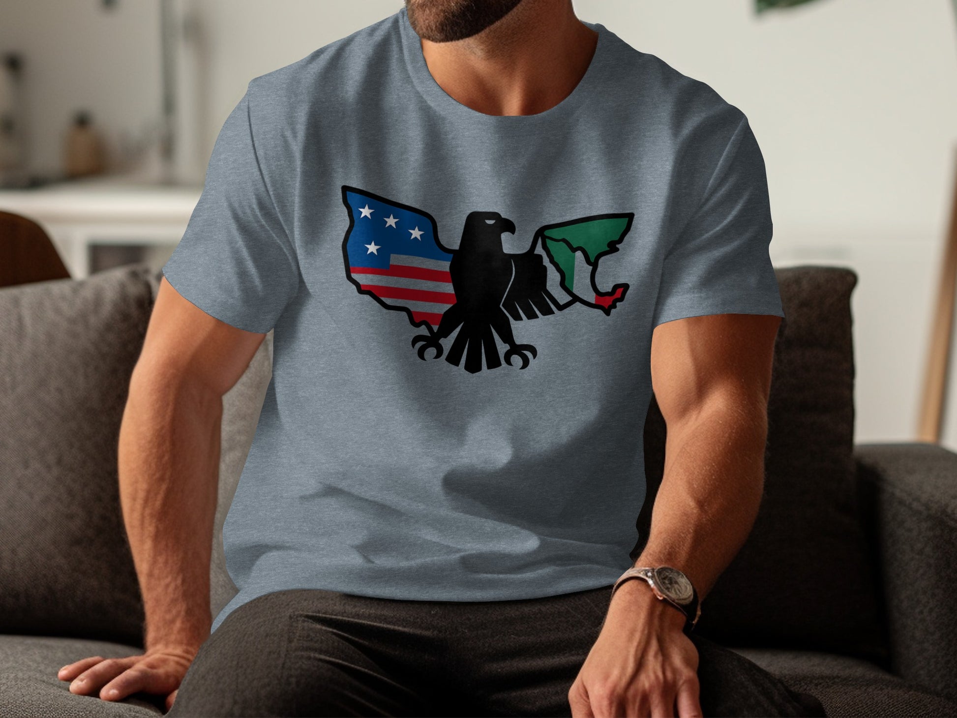 American and Italian Flag Eagle Design T-Shirt product type