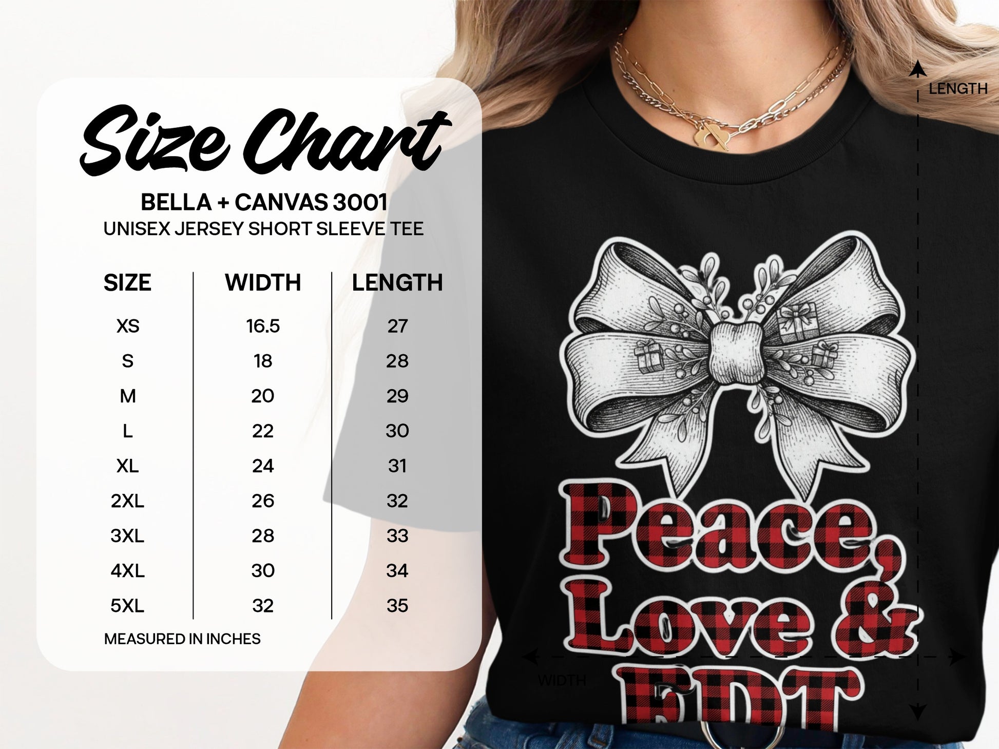 Peace Love EDF Bow T-Shirt Holiday Design