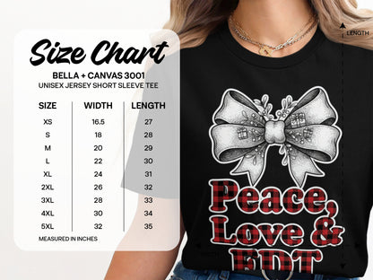 Peace Love EDF Bow T-Shirt Holiday Design